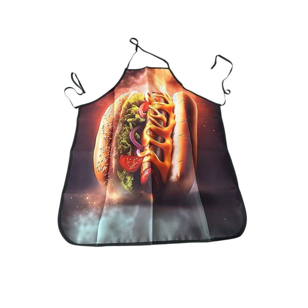 NEW novelty adult ONE SIZE apron full coverage funny HOT DOG PARTY TIME